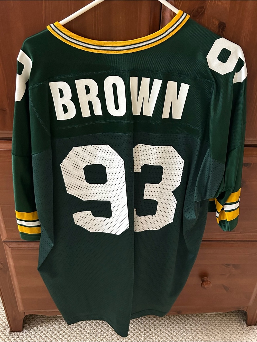 1997-99 Green Bay Packers Brown #93 Champion Jersey (Home) XL
